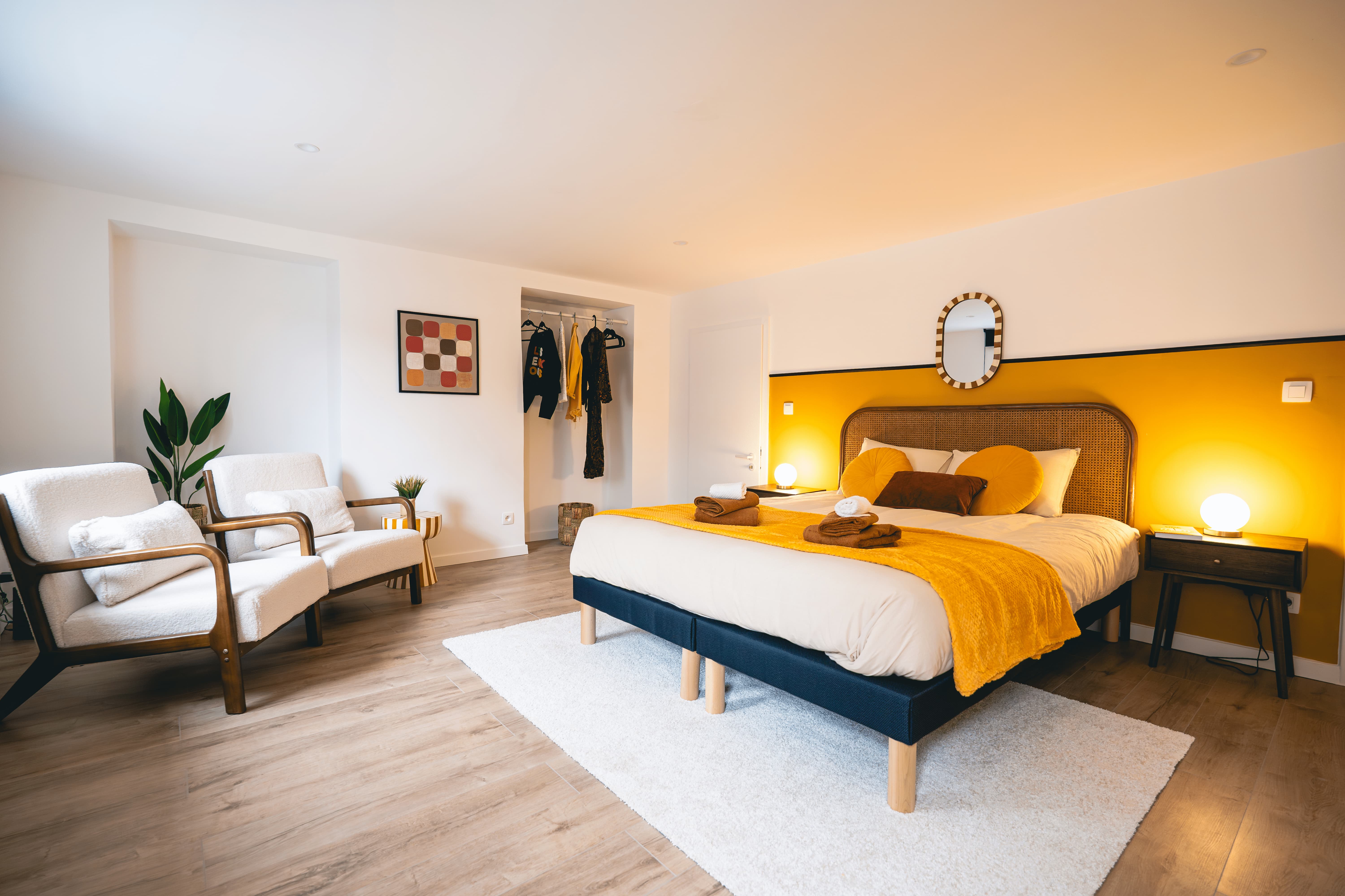Perspective de la chambre à coucher au design soigné